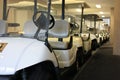 Golf cart buggies at golfing resort Royalty Free Stock Photo