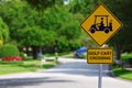 Golf Cart Crossing Sign On Residential Street