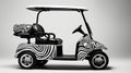 Zebra Golf Cart: Playfully Intricate Monochromatic Design