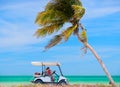 Golf cart at tropical beach Royalty Free Stock Photo