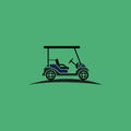 Golf cart vector icon on a green background. Royalty Free Stock Photo