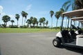 Golf carts at the course. Royalty Free Stock Photo
