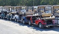Golf carts on dealer lot