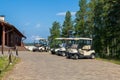 Golf carts on the parking Royalty Free Stock Photo