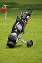 Golf Club Bag & Mobile Buggy Royalty Free Stock Photo