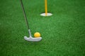 Golf club, ball and hole Royalty Free Stock Photo