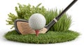 Golf Club and Ball on a Tee in Lush Green Grass Royalty Free Stock Photo