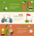 Golf Club Banner Flat Design Style. Vector Royalty Free Stock Photo