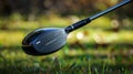A golf club with a black shaft and head in the grass, AI Royalty Free Stock Photo