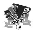 Golf club colorless logo emblem isolated on white Royalty Free Stock Photo