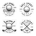 Golf club emblem vintage set, professional golf ball logo template design, golf championship, icon, vector illustration, symbol Royalty Free Stock Photo