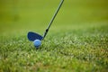 Golf club hitting ball Royalty Free Stock Photo