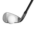Golf Club Iron Head Close up With Ball on a White Background Royalty Free Stock Photo