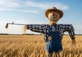 Golf Club Replacing Scarecrows Arm in Field Royalty Free Stock Photo