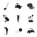 Golf club set icons in black style. Big collection of golf club vector symbol Royalty Free Stock Photo