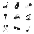 Golf club set icons in black style. Big collection of golf club vector symbol stock illustration Royalty Free Stock Photo