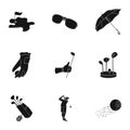 Golf club set icons in black style. Big collection of golf club vector symbol stock illustration Royalty Free Stock Photo