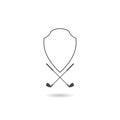 Golf Club Shield Line Emblem with shadow Royalty Free Stock Photo