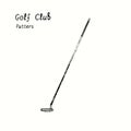 Golf Club types. Putters. Ink black and white doodle drawing Royalty Free Stock Photo