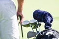 Golfer with golf clubs in bag Royalty Free Stock Photo