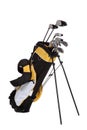 Golf clubs and bag on white Royalty Free Stock Photo
