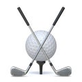 Golf clubs and golf ball 3D Royalty Free Stock Photo