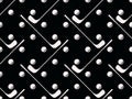 Golf clubs and balls seamless pattern. Golf balls and clubs black and white pattern in retro style. Design for typography, banners Royalty Free Stock Photo