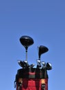 Golf Clubs in a Red Bag Royalty Free Stock Photo