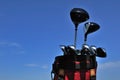 Golf Clubs in a Red Bag Royalty Free Stock Photo