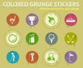 Golf colored grunge icons Royalty Free Stock Photo