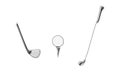 Golf colored set with club and ball one line art. Continuous line drawing of sport, luxury, metal, ball sports, activity