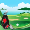 Seaside golf course. Sea view. Royalty Free Stock Photo