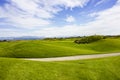 Golf course in Belek. Green grass on the field. Blue sky, sunny Royalty Free Stock Photo