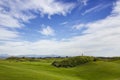 Golf course in Belek. Green grass on the field. Blue sky, sunny Royalty Free Stock Photo