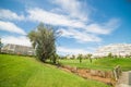 Golf course with blue sky