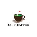 Golf course cafe logo illustration of cup of coffee, vector design Royalty Free Stock Photo