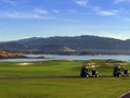 Golf course and golf carts Royalty Free Stock Photo