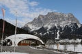 The Golf course covered with snow at the foot of the Zugspitze