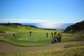 Golf course in front of the ocean Royalty Free Stock Photo