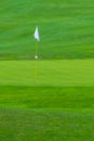 Golf Course, golf green with flag in the hole Royalty Free Stock Photo