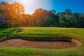 Golf course for golfer concept, golf ball on green for player playing and putting in green grass field