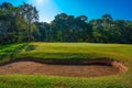 Golf course for golfer concept, golf ball on green for player playing and putting in green grass field