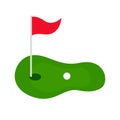 Golf course green with flag and golf ball icon vector color. golf flag with hole and ball isolated on a white background. good for Royalty Free Stock Photo