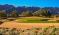 Golf Course Green & Sand Traps in late afternoon sun