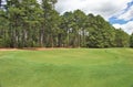 Golf course greens with green grass, trees and blue sky background Royalty Free Stock Photo