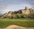 Golf course landscape desert mountain scenic view Royalty Free Stock Photo