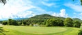 Golf course landscape panorama Royalty Free Stock Photo