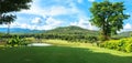 Golf course landscape panorama Royalty Free Stock Photo