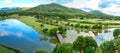 Golf course landscape panorama Royalty Free Stock Photo