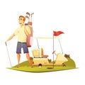 Golf Course Player Retro Cartoon Icon Royalty Free Stock Photo